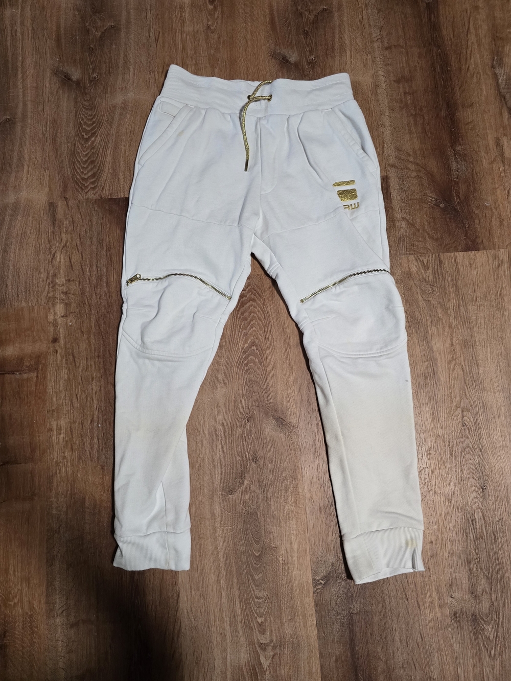 G-Star White Joggers with Gold Accents